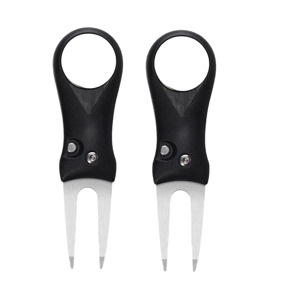 

2Pcs Golfs Divot Tool Foldable ABS H Stainless Steel Grass Repair Golf Training Fork Durable Golfs Fork