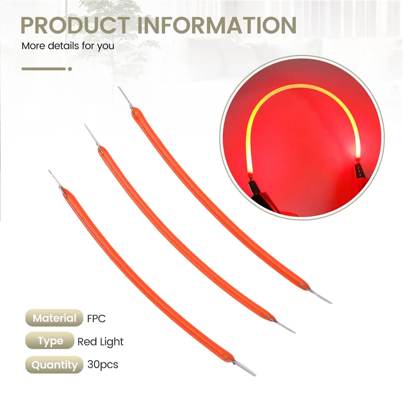 

AB08-30PCS 3V Ultra Slim LED Flexible Filament 60Mm Retro Bulb Parts LED Diode Lighting Filament