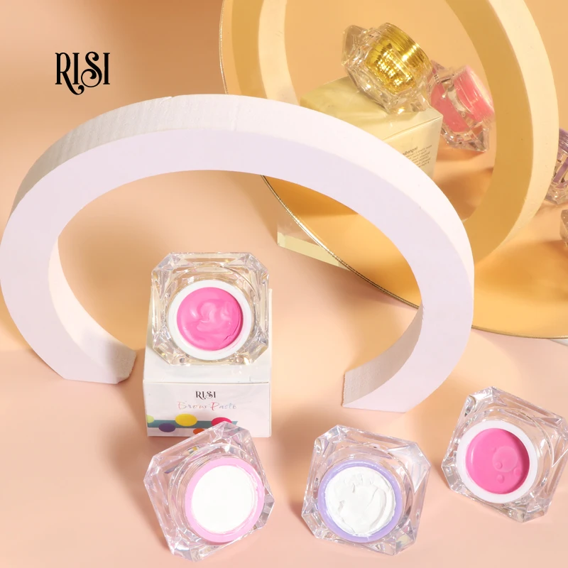 Free RISI Wholesale White & Pink Eyebrow Mapping Paste Waterproof Mapping Paste Soft Texture Brow Paste