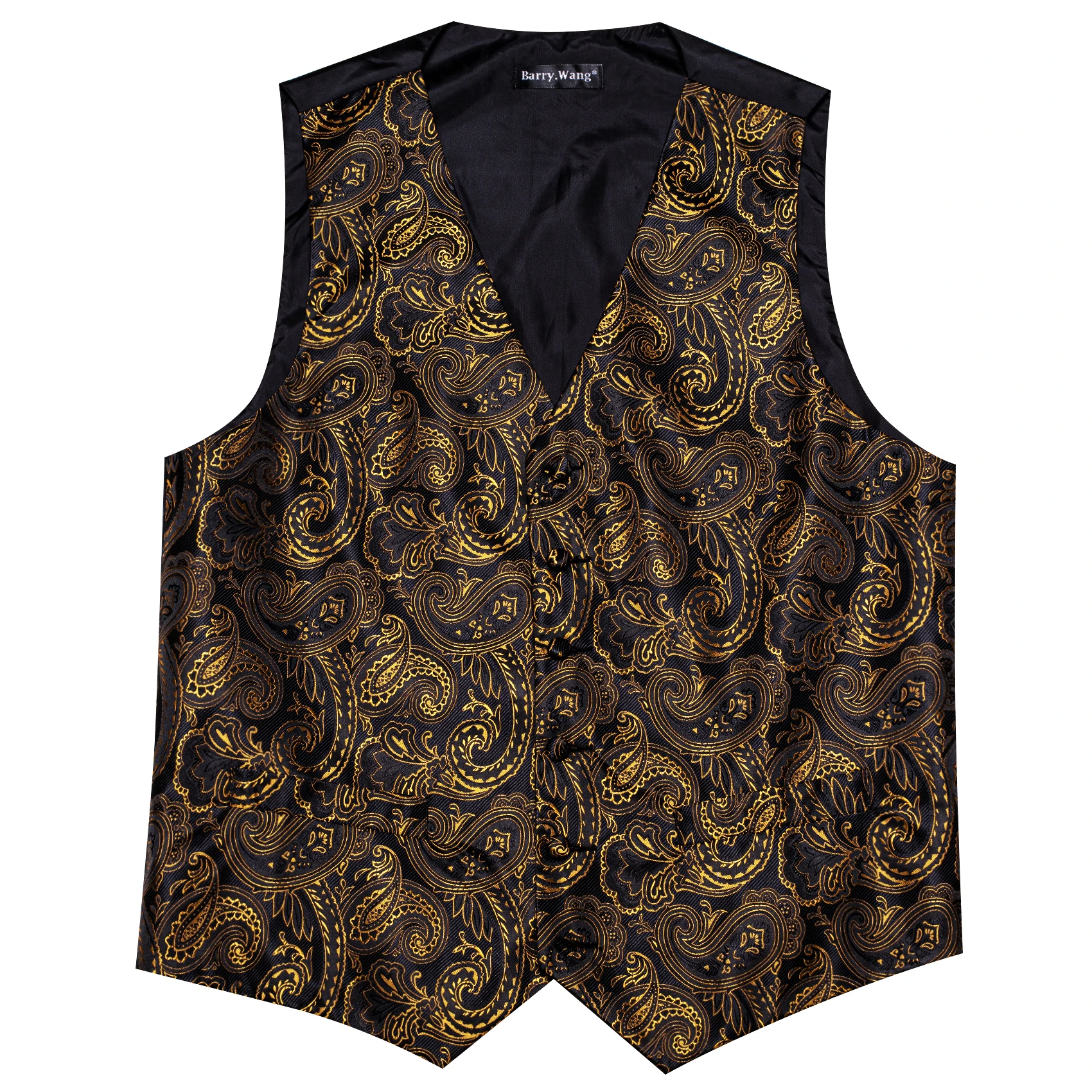 Barry.Wang Silk Men Vest Bowtie Hanky Cufflinks Set Jacquard Paisley Floral Waistcoat Sleeveless Jacket Wedding Business Gift