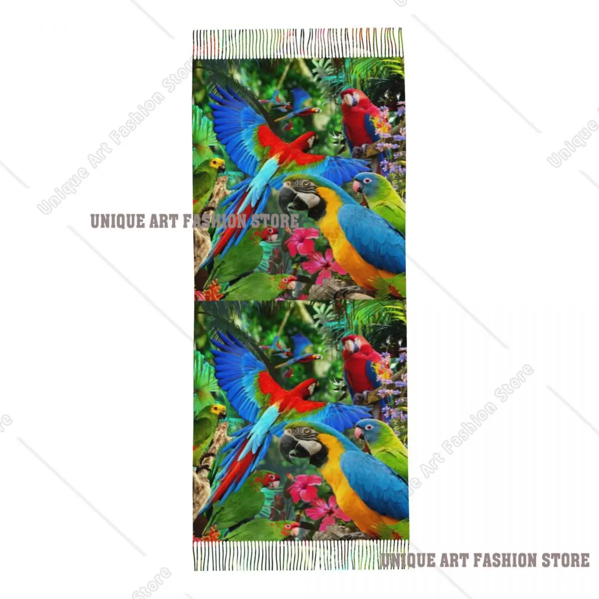 Stampa personalizzata Simpatici pappagalli tropicali Uccelli Sciarpa Uomo Donna Inverno Autunno Sciarpe calde Cockatiel Ara Parrotlet Scialli Avvolge