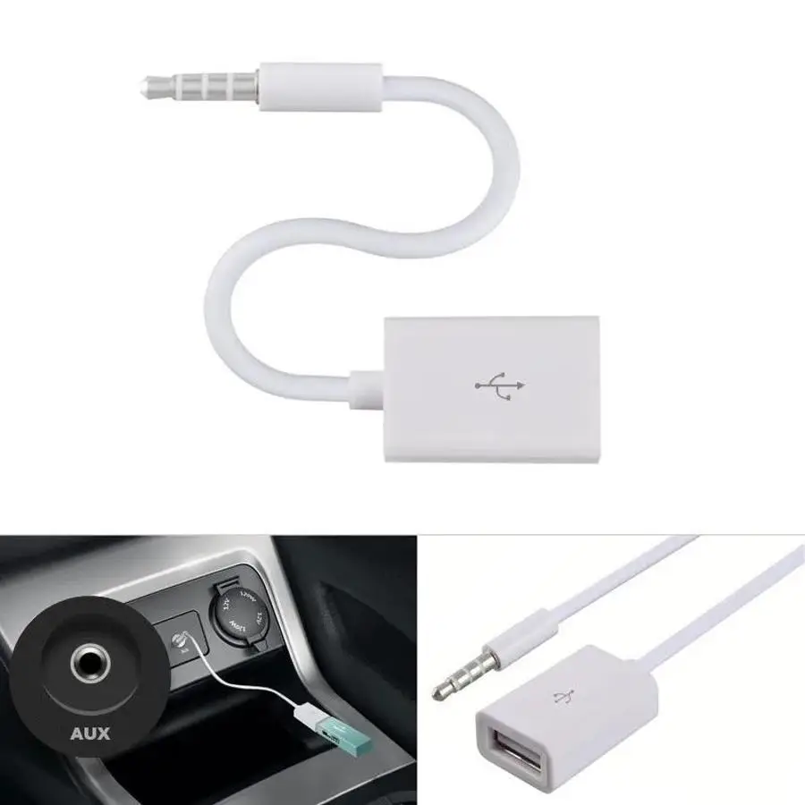 Practical 2026 Car Audio Accessory USB 2.0 To 3.5mm AUX Stereo Adapter Cable MP3 Speaker U Disk Flash Drive Connection Tool