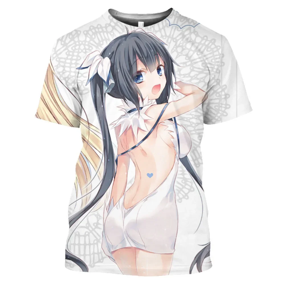 Danmachi Hestia Anime Sexy Girl 3D Print Summer t-shirt o-collo da uomo Casual manica corta Pullover oversize moda uomo abbigliamento