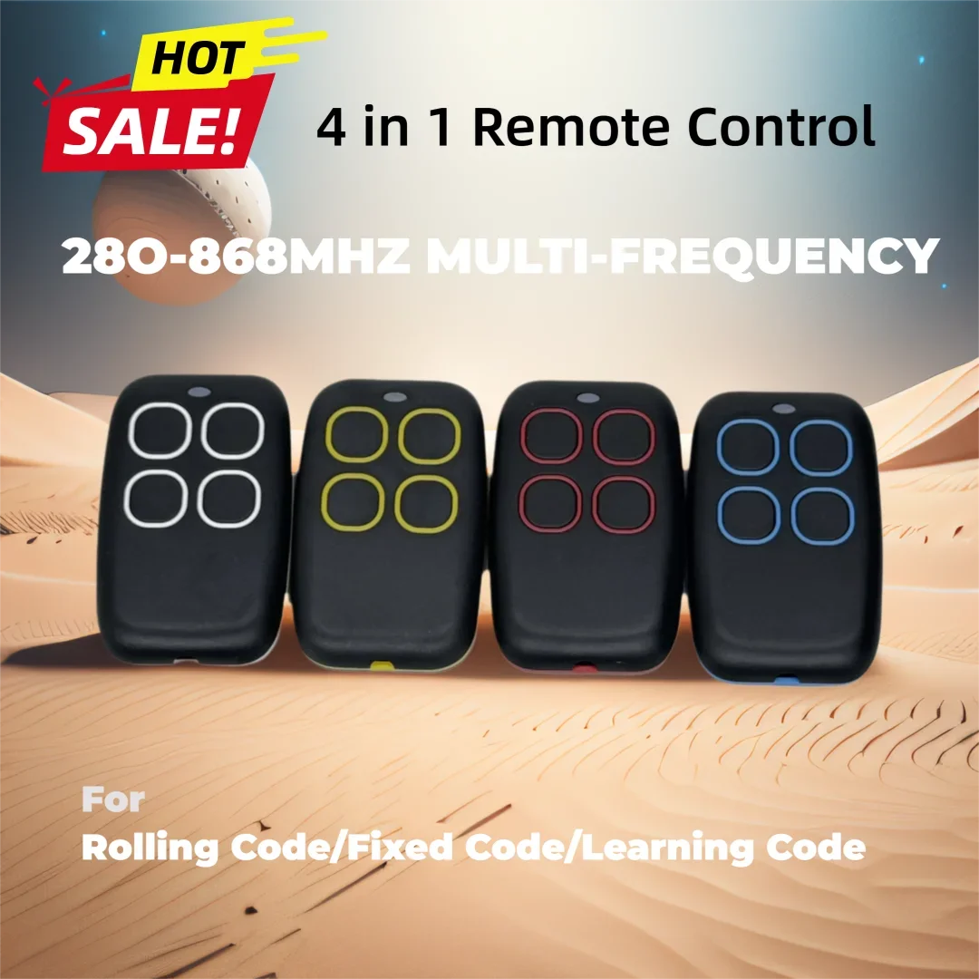 

Universal Multifrequency Garage Remote 280-868MHz 4-in-1 Rolling Code Fixed Code Duplicator Transmitter Auto Scan Clone Code