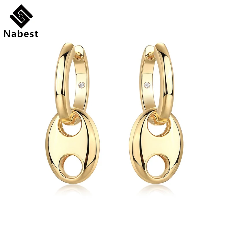 Nabest Hypoallergenic 925 Starling Silver Pig Nose Charm Earrings Women VVS1 D Color Moissanit Hoop Earrings Fine Jewelry