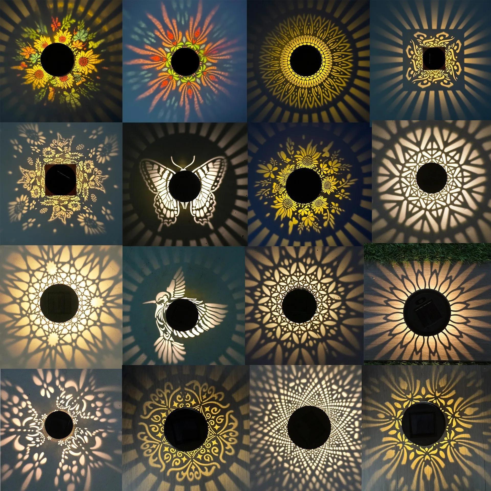 Mandala solar peony outdoor waterproof exterior wall light decoration courtyard park landscape light vintage wall lamp