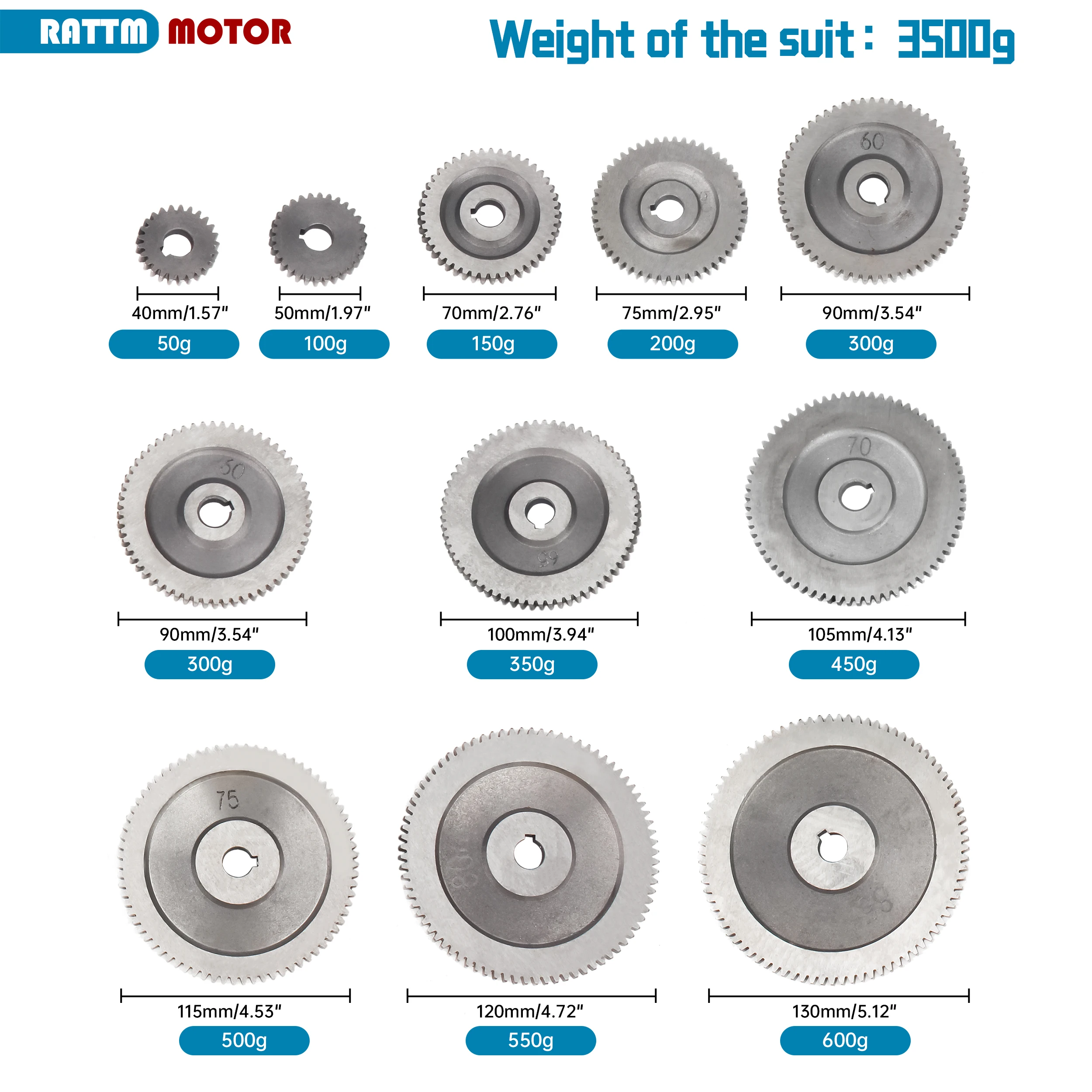 Metric Swap Gear Kit for JY250 Bench Lathe 85/80/75/70/65/50/50/45/30/25T metal gears through-hole 14.5mm