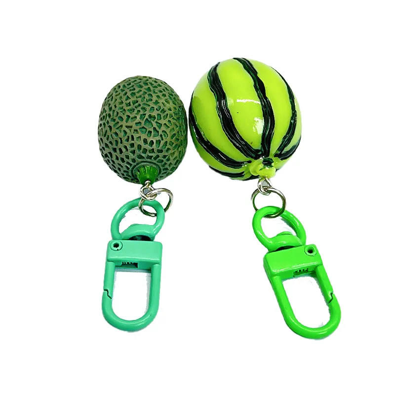 New Hami Melon Watermelon Keychain Creative Fashionable Simulation Fruit Toy Model Keyring Car Phone Bag Pendant Gift Ornaments