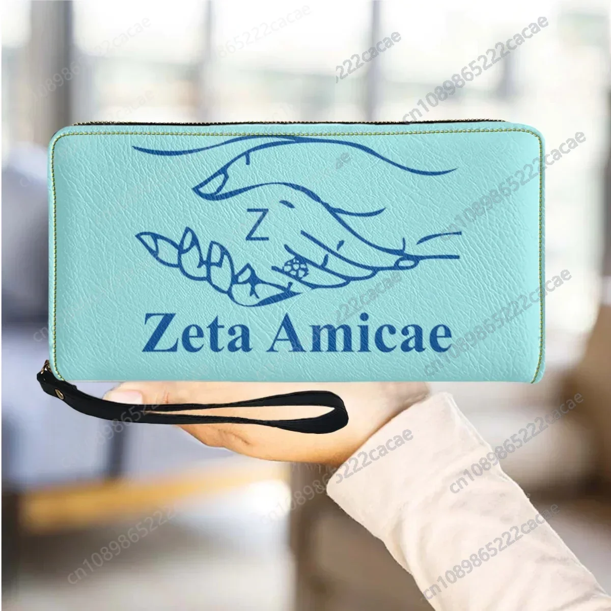 

Friends of Zeta Sorority Gifts Vintage PU Leather Long Zipper Coin Purse Zeta Amicae Printed Girls Mini Card Holder Bags 2023