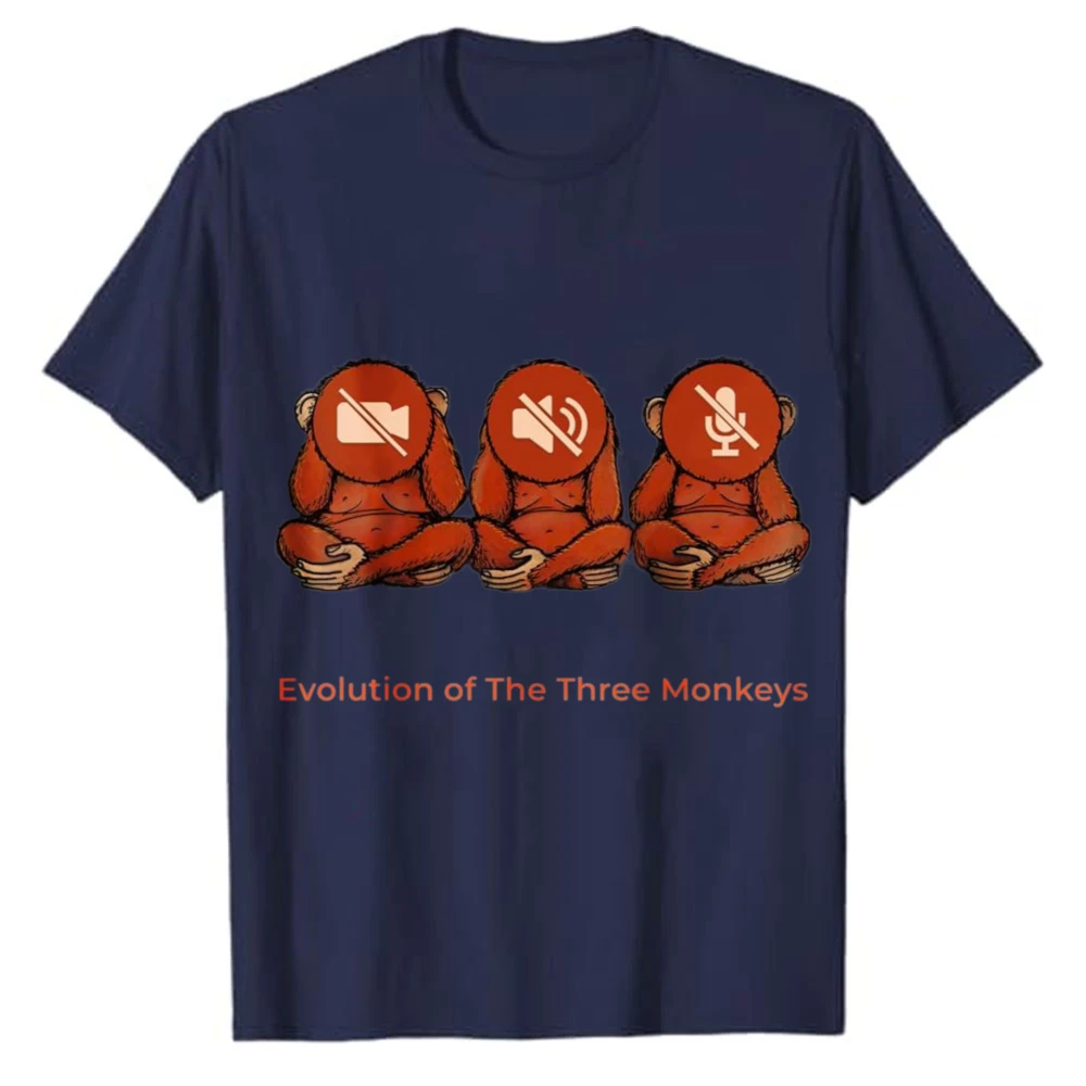 Evolution of The Three Monkeys T-Shirt – Black Funny Graphic Tee, Perfect Gift for Tech Lovers & Meme Enthusiasts Cotton Tees