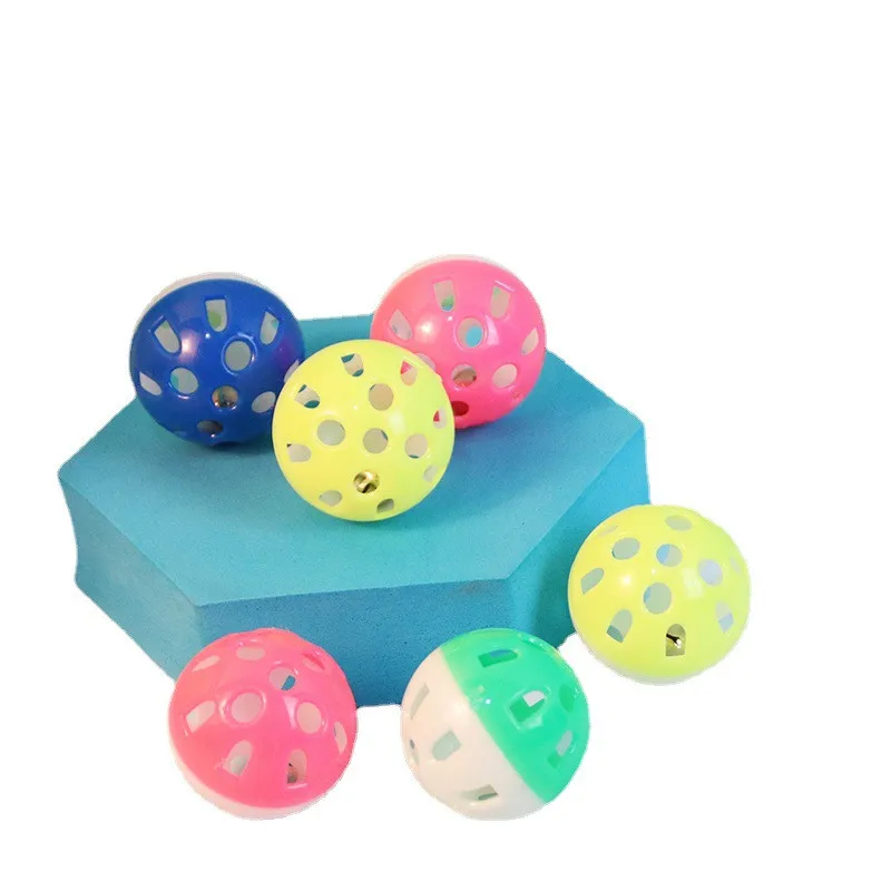 Plastic Pet Cat Kitten Play Balls with Jingle Bell Pounce Chase Rattle Toy Colourful Cat Pet Supplies