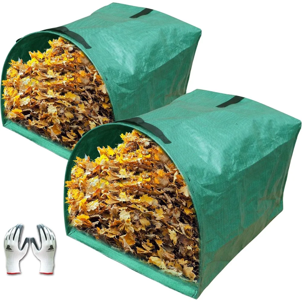 

US Shipping Reusable 53 Gallon Collapsible Yard Waste Bags 2-Pack Heavy Duty Leaf Collector for Lawn Debris Grass