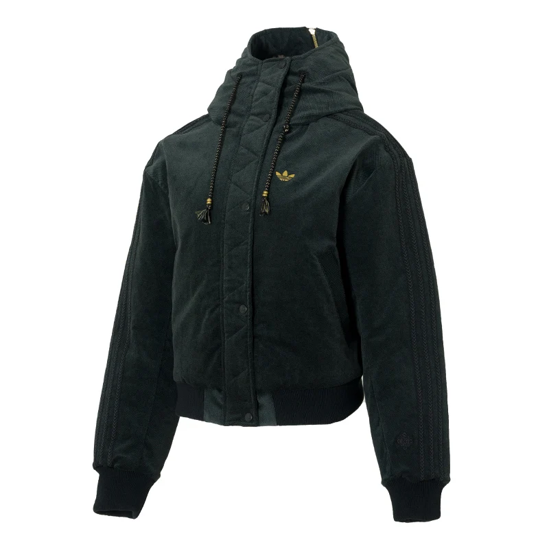 

Adidas (Adidas) Trefoil Women's Cotton Jacket Warm Plush Collar Sportswear Loose Hooded Jacket for Women Kt0722