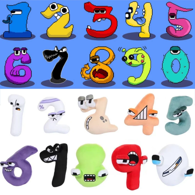 

10pcs Number Lore Plush Toys 0-9 Numbers Alphabet Stuffed Dolls Children Educational Plushies Figure Pillow Christmas Gifts