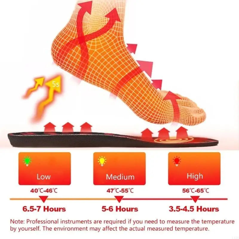 USB Rechargeable Heated Shoe Insoles Electric Heated Insoles Wireless Cold Weather Shoe Inserts Enduring Foot Warm 