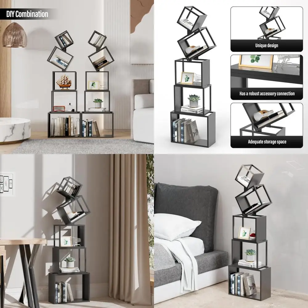 

Contemporary 5-Level Candle-Style Bookshelf, Sleek Metal Storage Rack, Durable Shelving Unit for Books, Accessories, and Greener