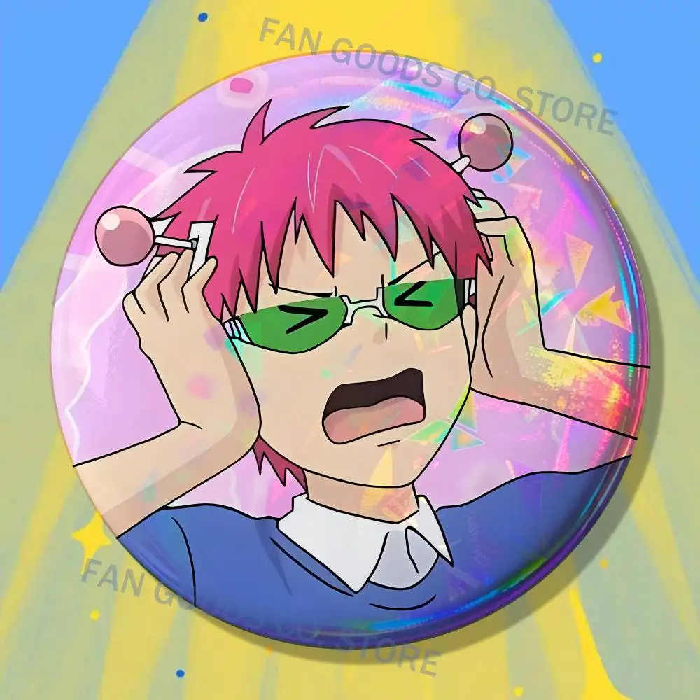 S-Saiki K Japanese Anime Enamel Pins Funny Cartoon Characters Badge Fashion Jewelry Accessories Round Snap-in Brooch on Backpack