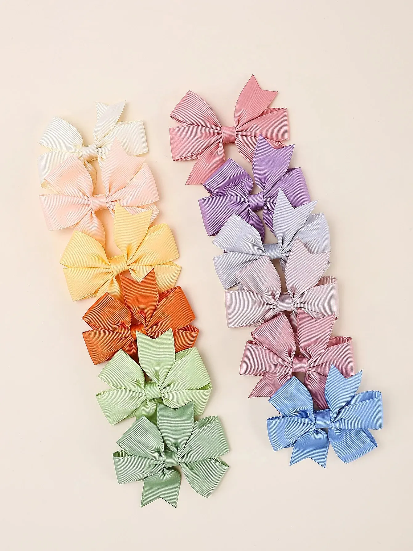 24Pc Girls Solid Color Bow Hair Clips Fully Lined Colorful Ribbon Bow Hair Clips Cute Bangs Clips Kids Baby Hair Accessories