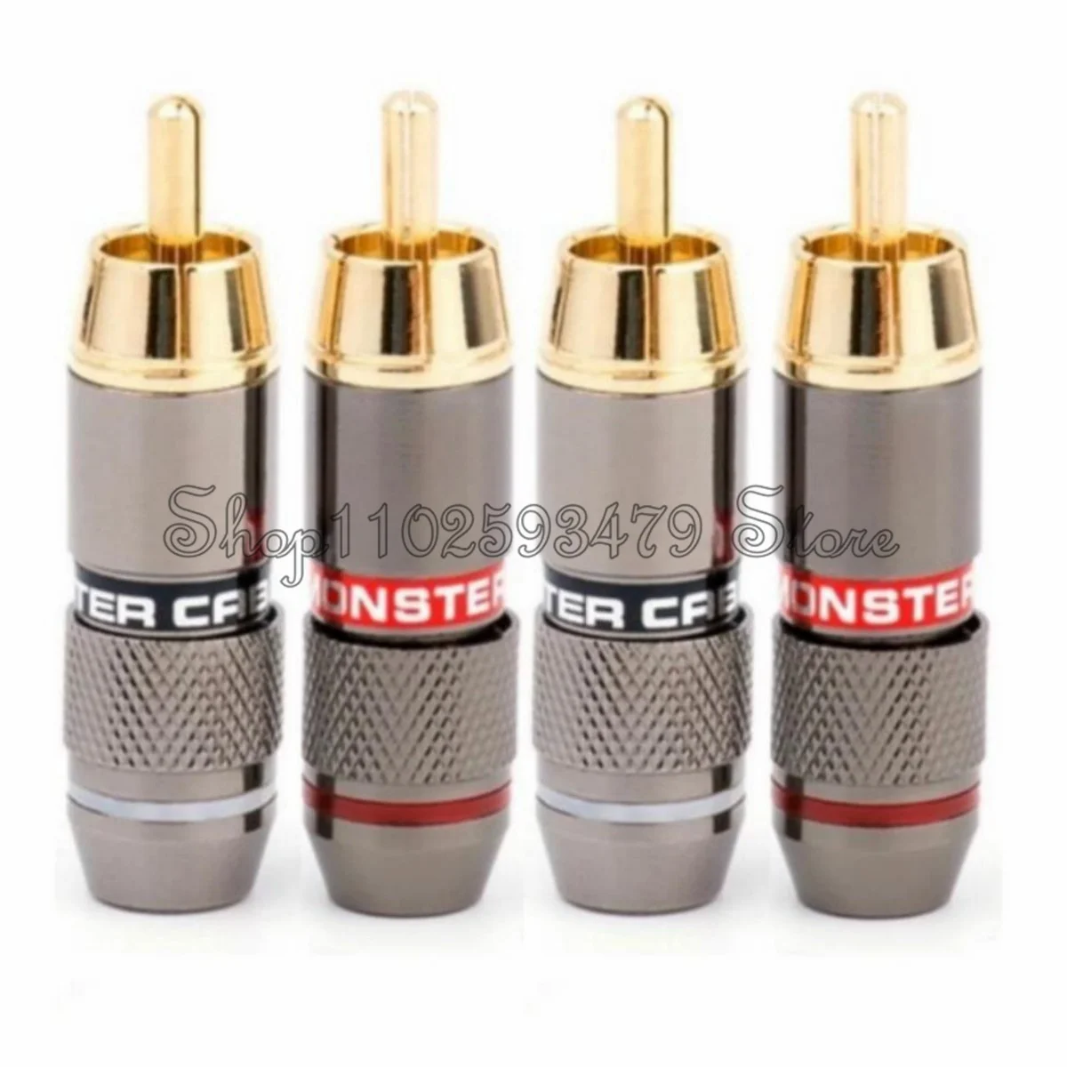 New 20pcs-100pcs /lot Monster RCA Connector plug 6mm 24K Gold Plated Professional Speaker Audio Adapter Wire lotus Male Plug