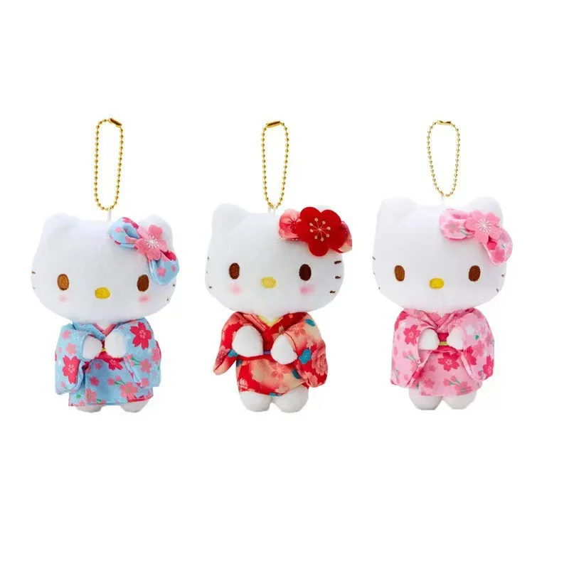 

New Hello Kitty Stuffed Doll Keychain Cartoon Kitty Cat Stuffed Pendant Keychains Bag Decoration Car Key Pendant