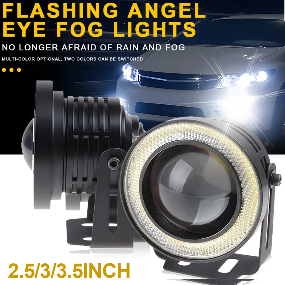 Automobile Projector Led Fog Lights 6000K Halogen Angel Eye DRL Daytime Running Fog Lamp for toyota corolla jeep 2.5\