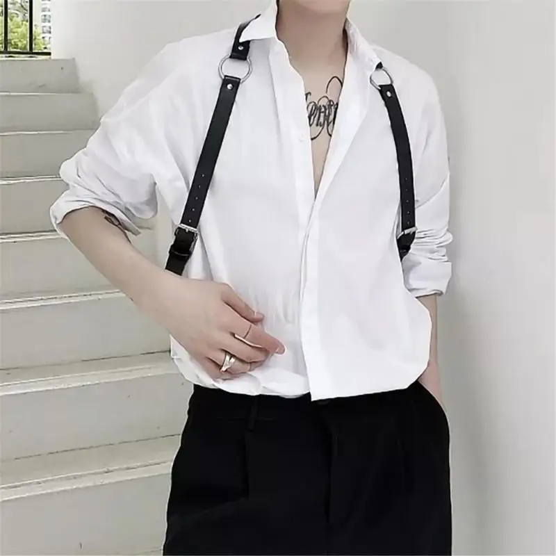 652F Catene gotiche per imbracatura per catene a bilanciere PU nere per feste cosplay