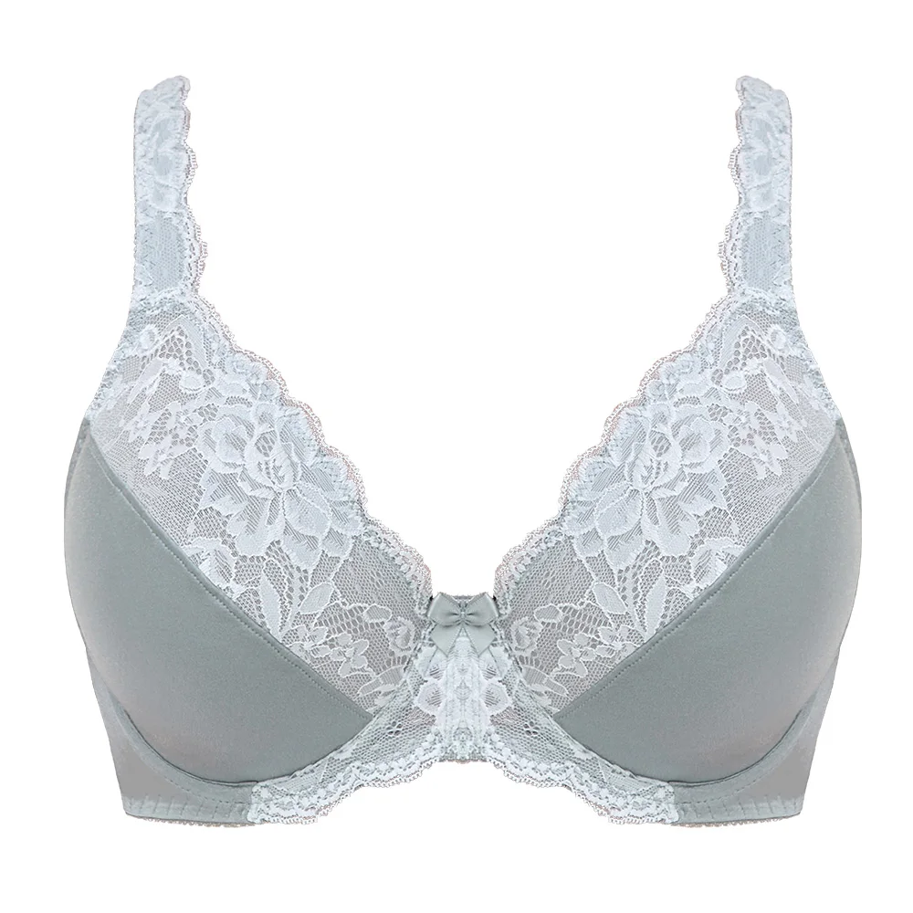 Sutiã minimizador de renda bordado de renda Lager para mulheres, sutiã plus size, sutiã sexy underwire, copo F G H I