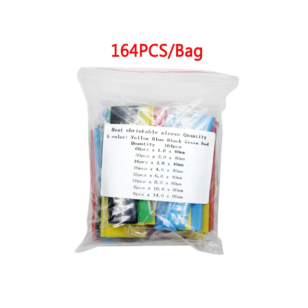 164PCS Set Polyolefin Shrinking Assorted Heat Shrink Tube Wire Cable Insulated Sleeving Tubing Hand Tools With 300W Hot Air Gun