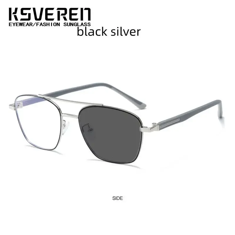 Gafas de lectura Retro ultraligeras de doble puente de Metal, gafas fotocromáticas antiluz azul para hombres y mujeres, gafas graduadas para presbicia