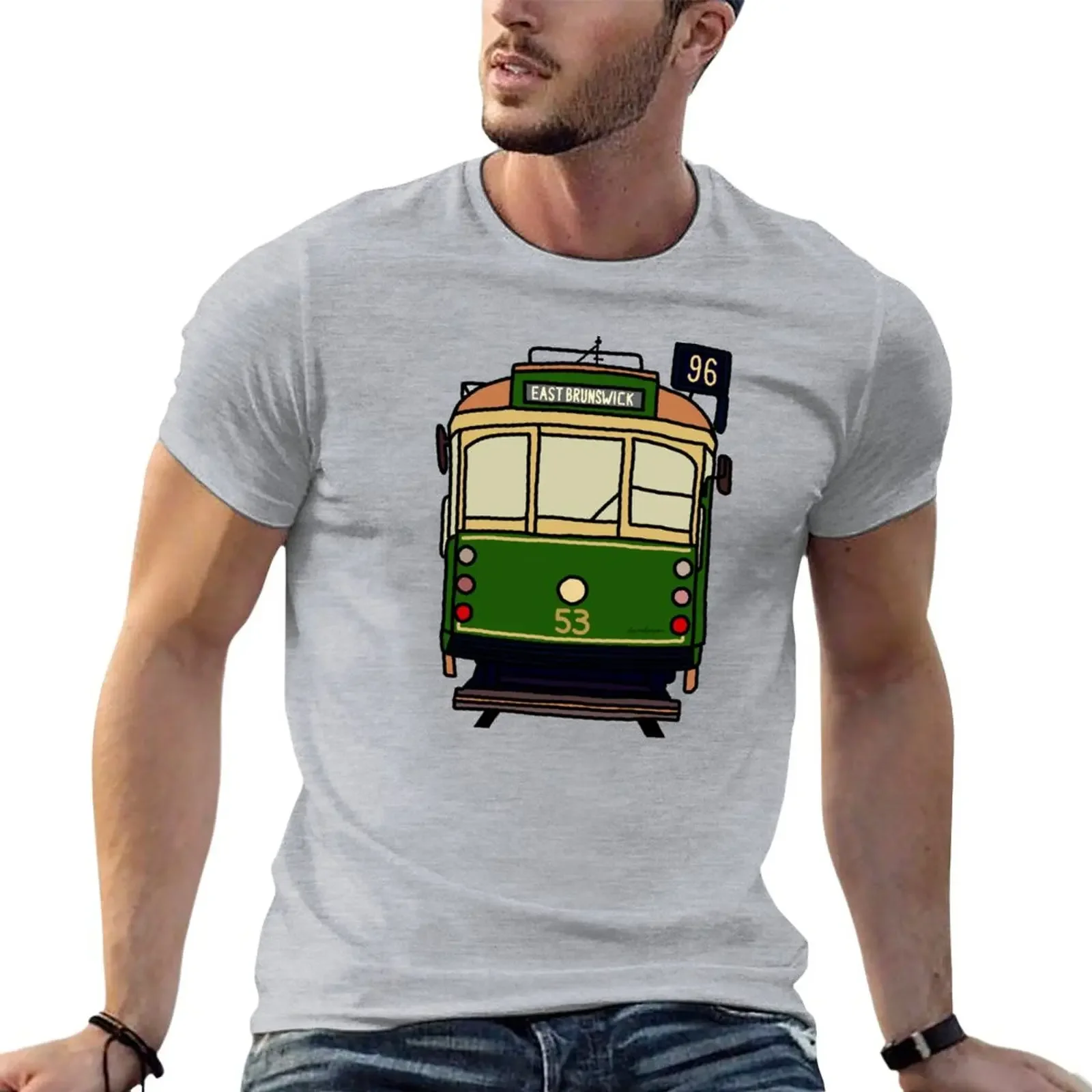 Melbourne Tram - No.96 to Brunswick East T-Shirt tees aesthetic clothes blacks Men's t-shirts