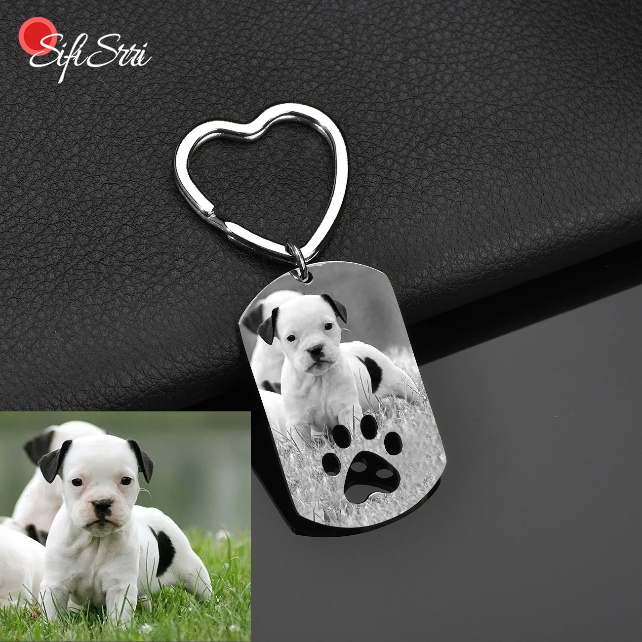 

Sifisrri Personalized Engraved Pet Photo Name Date Dog Paw Keychain Women Stainless Steel Key Ring Drive Safe DIY Jewelry Gift