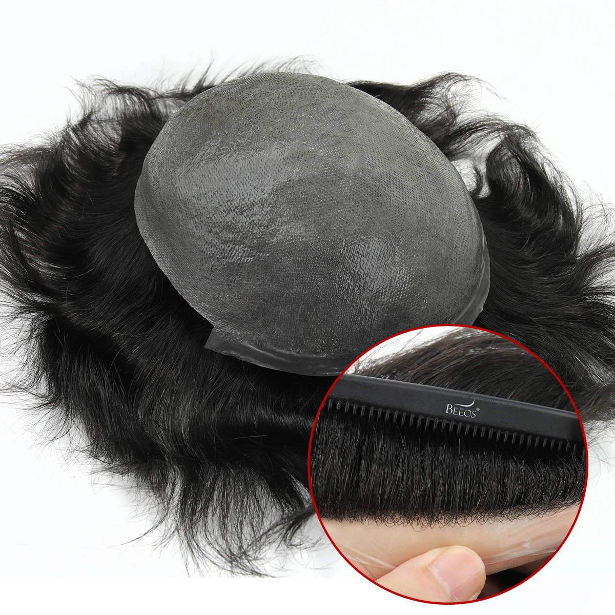 Topunique TJNG 0.03-0.04mm 6 Inches Super Thin Skin Mens Toupee Human Hair System For Men Protesis Capilar Hombre Pelo Humano