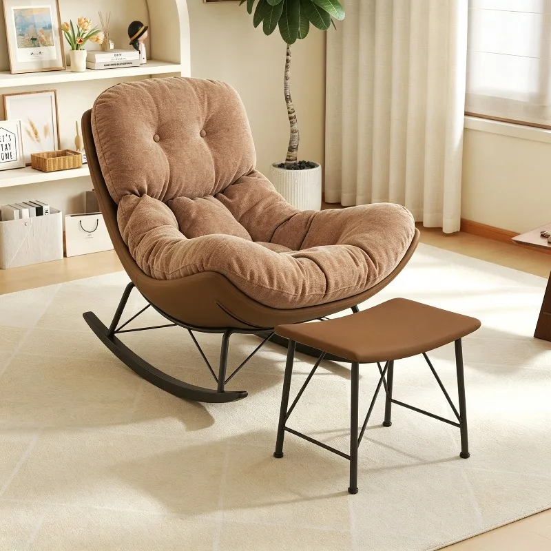 Adults Accent Rocking Chair Relaxing Occasional Back Support Recliner Chair Brown Single Sillones De Sala Bauhaus Furniture