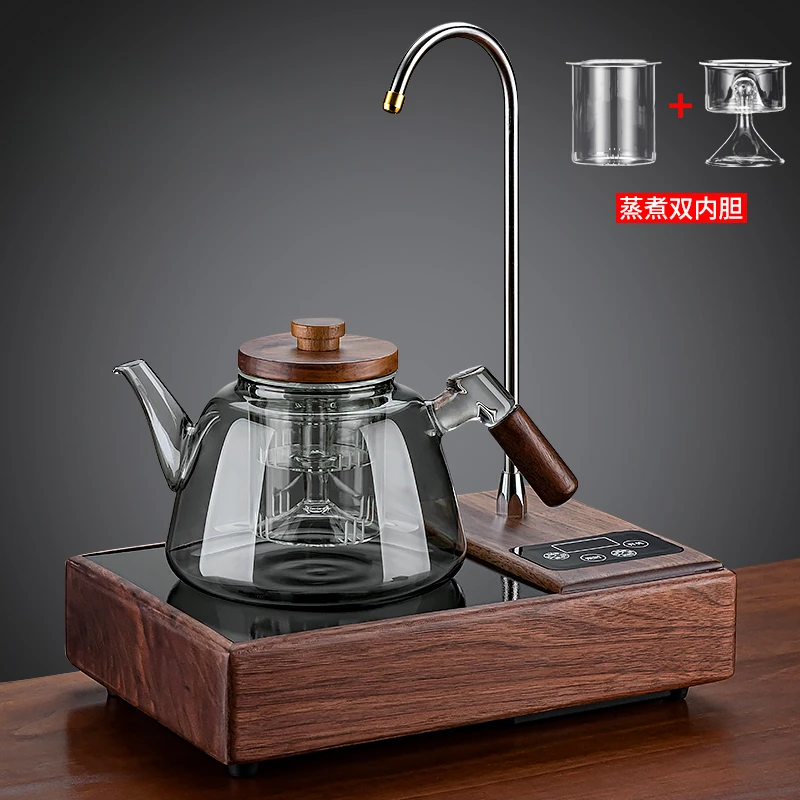 Walnut wood electric pottery stove for tea boiling, tea pot, glass water kettle, integrated electric stove for tea boiling