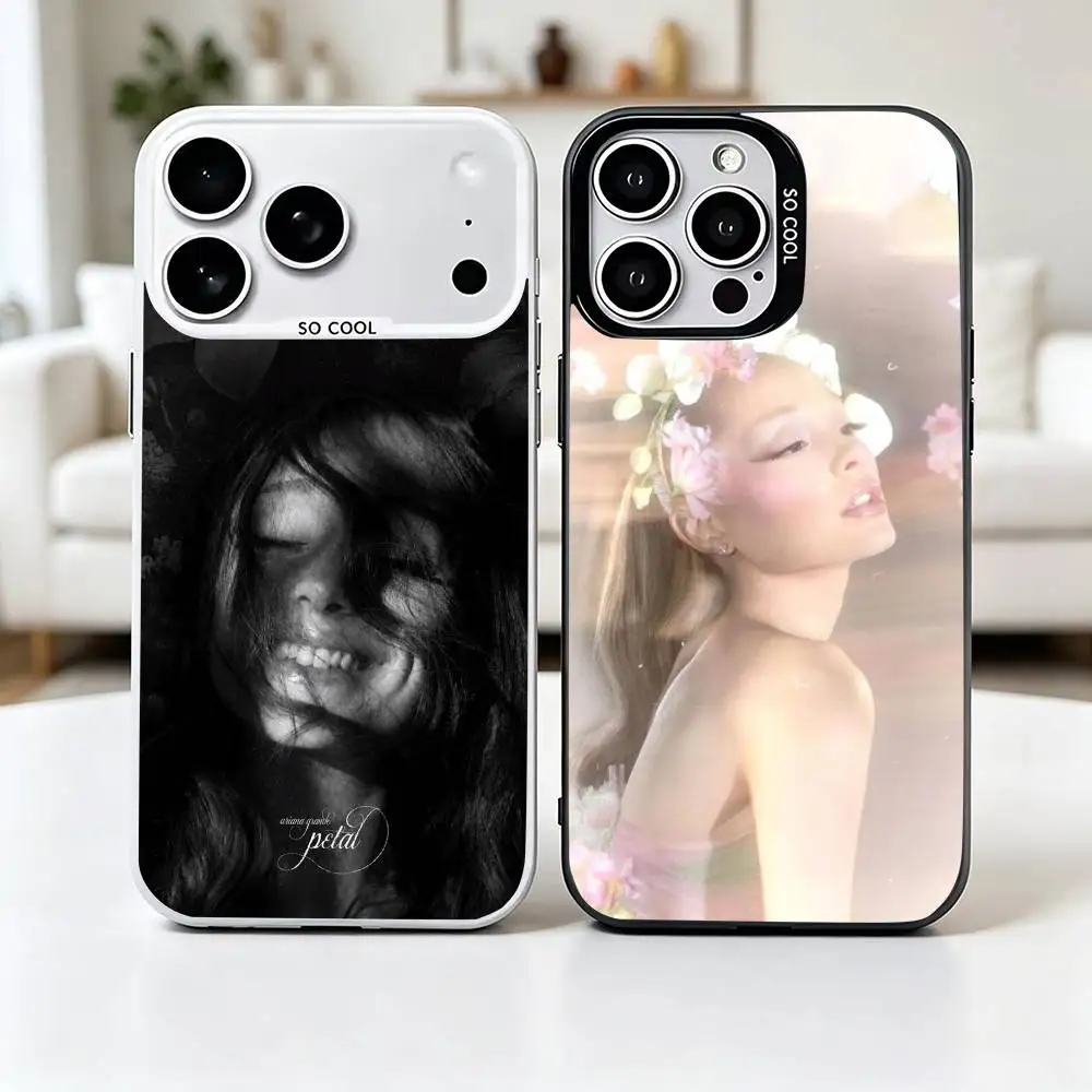 A-Ariana g-Grande Petal Phone Case For iPhone 17,16,15,14,13,12,11 Plus,Pro Max,XS,Colored Silver Plated Inside Cover