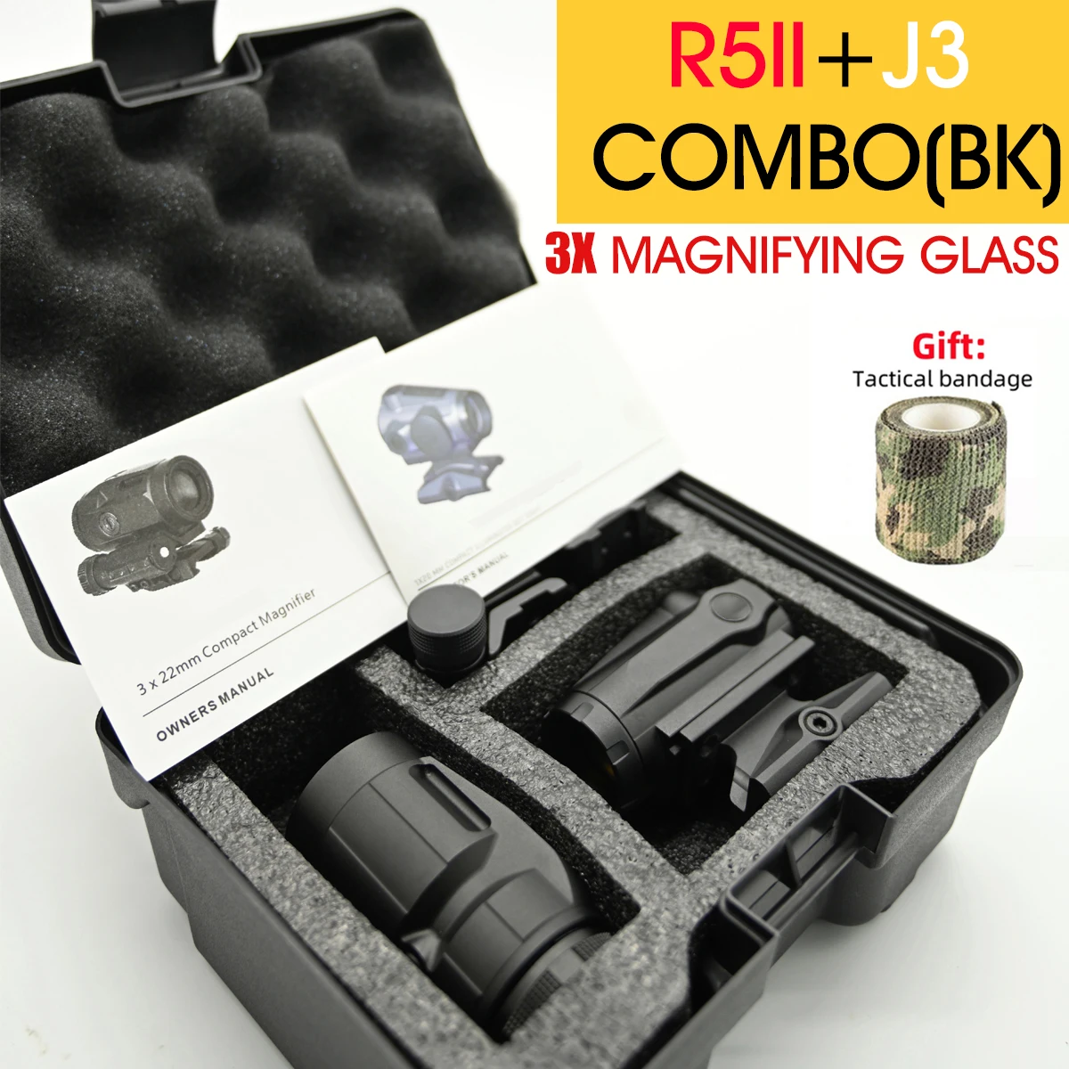 R5II Red Dot Verlichte Holografische Richtkijker 3x/5x Vergroten Side Flip Tactische Combo Reflex Scope Sight Kit Collimator