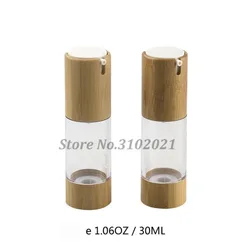 10pcs/lot 15ml 30ml 50ml AS Bamboo Cosmetic Airless Bottle DIY Transparent Vacuum Lotion/Emulsion Press Pump Packing Container