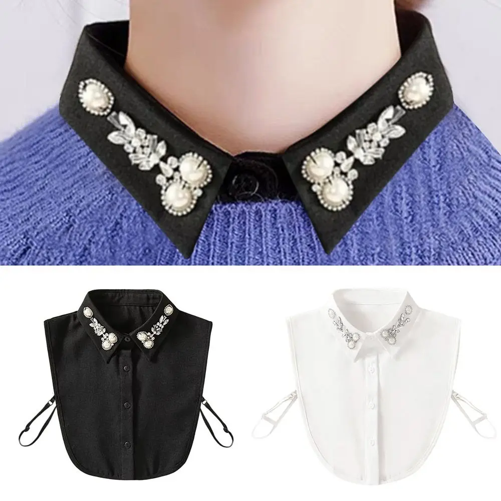 

Vintage Shinny Beaded Fake Collar Chiffon Versatile Decoration Detachable Collars Clothes Accessories