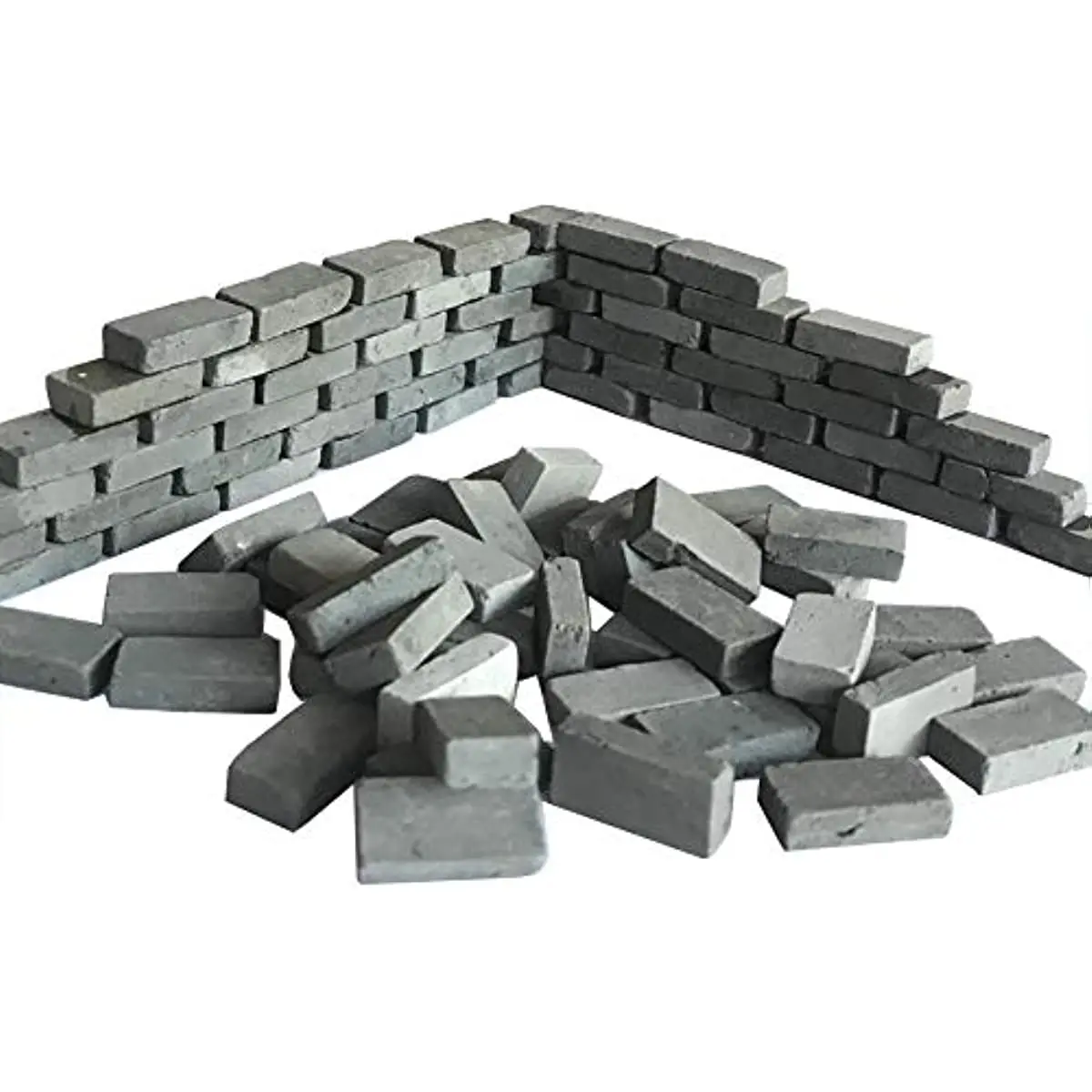 50pcs Miniature Gray Bricks - Tiny, Realistic, and Weathered Building Blocks for Dollhouses, Miniature Gardens, and DIY Models