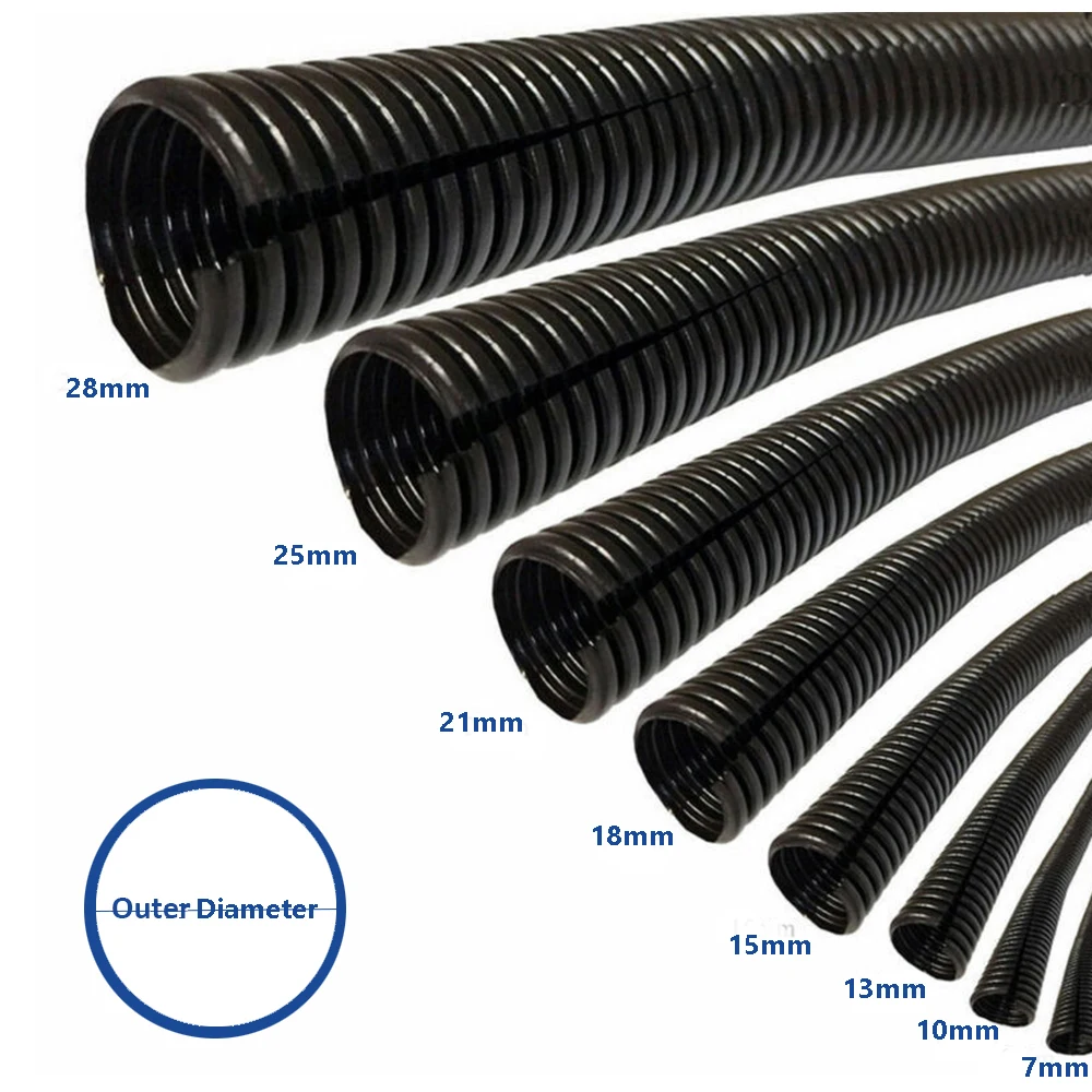 1/3 meter Split Loom Wire Flexible Tubing Conduit Hose Cover Black 7 -28mm Cover Auto Car Mechanical Line Protecter