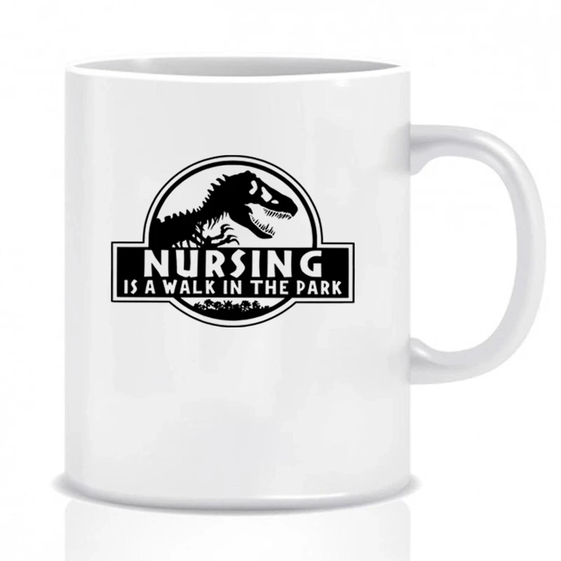 Funny Dinosaur Nurse Coffee Cups Jobs Coworker Coffeeware Tea Mugs Hospital Doctor Gifts Home Decal Milk Mugen Drinkware Teaware