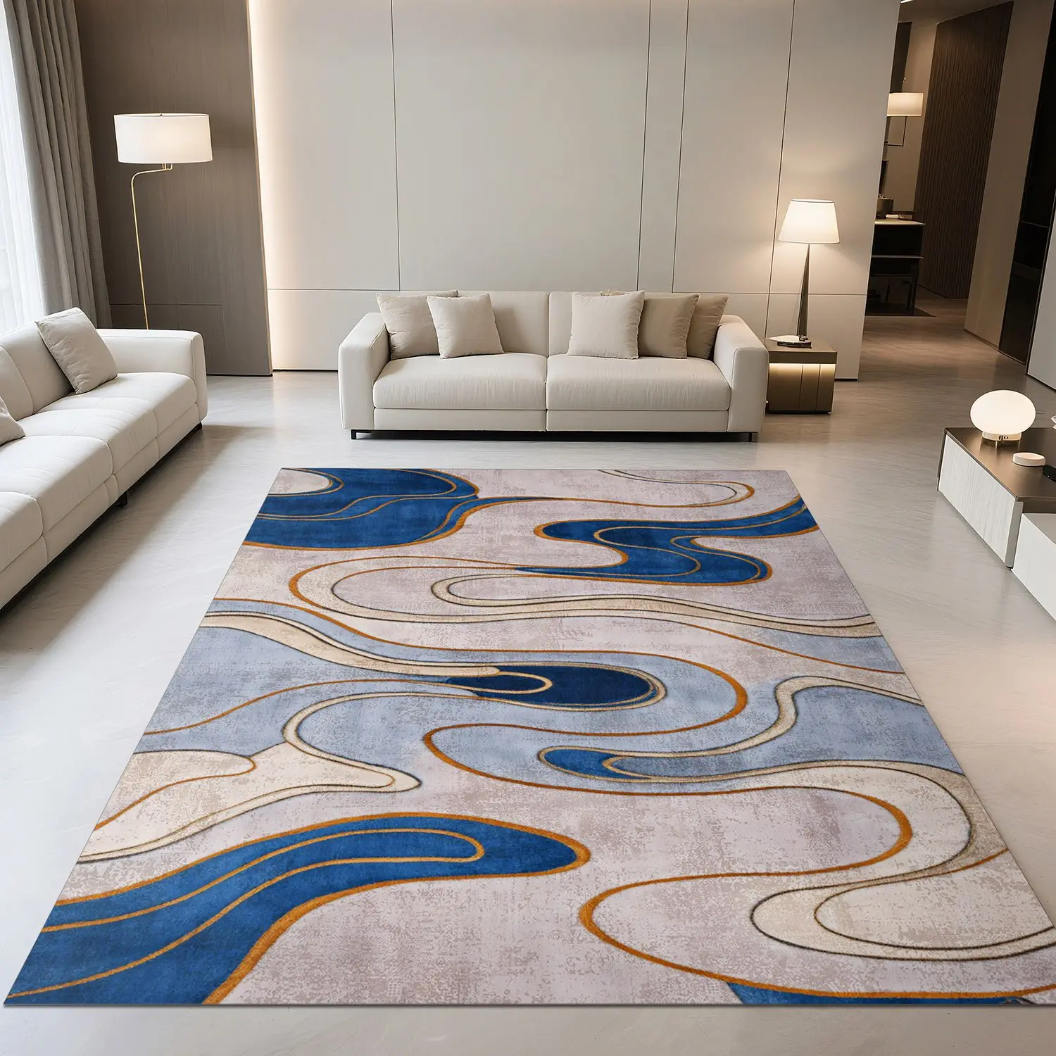 Modern Light Luxury Living Room Carpet Colour Interweaving Decoration Large Area Coffee Tables Rugs Bedroom Bedside Non-slip Mat