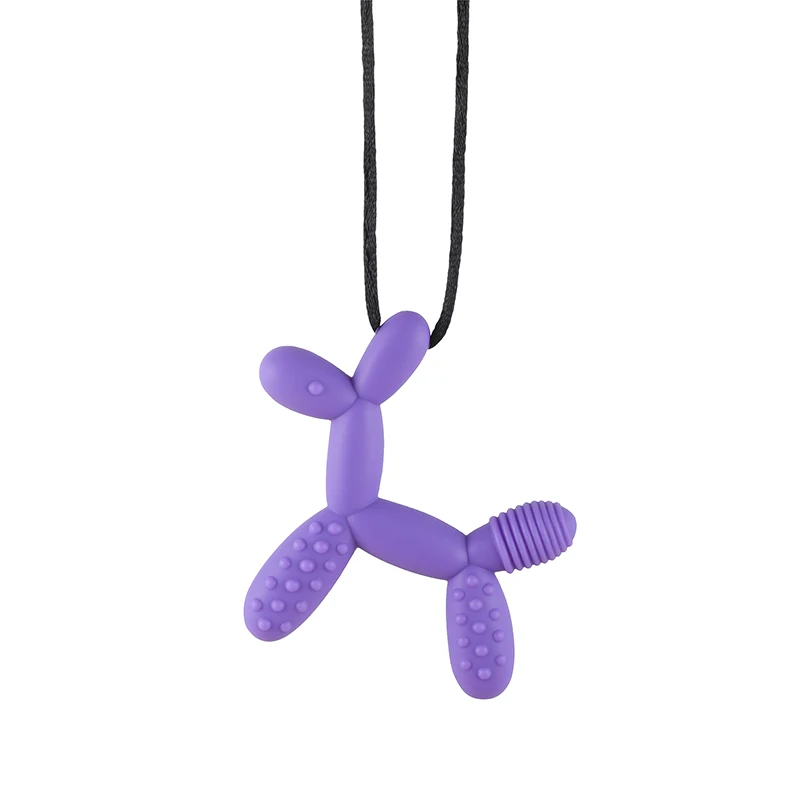 Baby Silicone Teethers Sensory Chew Necklace Pony Teething Pendant with Textured Bubbles for Kids Chewing Oral Motor Therapy