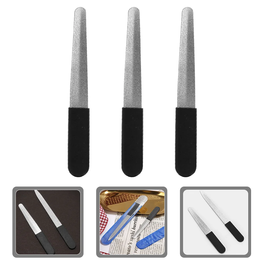 3 Pcs Nail Files for Natural Nails Tool Trimming Metal Stainless Steel Manicure Tools