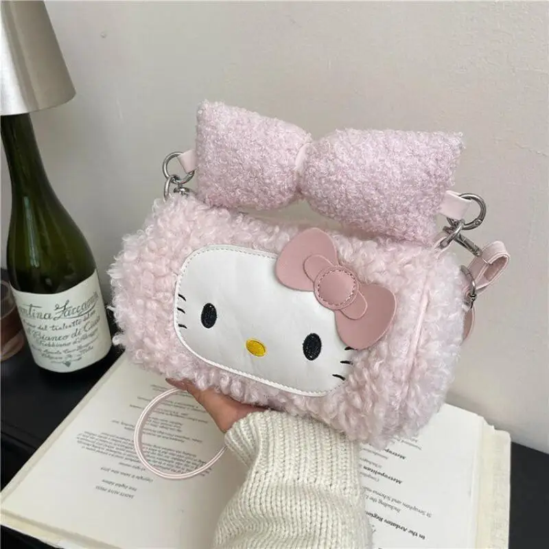 

Новая плюшевая сумка-бостон с кошечкой, милая и стильная, для девочек, дорожная сумка через плечо, модная сумка с бантом, изысканная женская сумочка