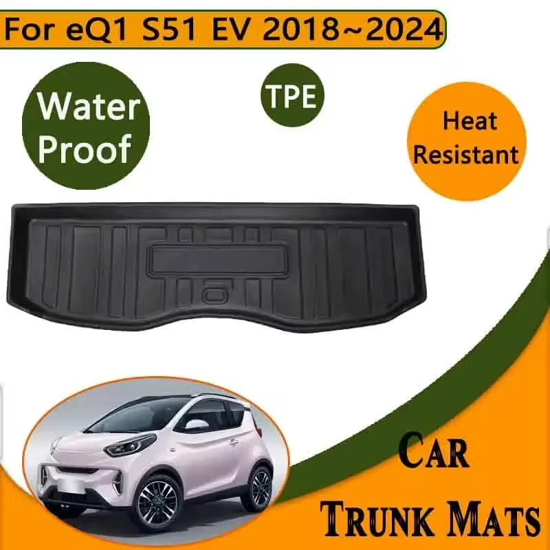 

Car Trunk Mats for MASADA Chery eQ1 2024 Accessories 2018~2023 DR 1.0 iCar Waterproof Carpet Tray Liner Cushion TPE Storage Pad