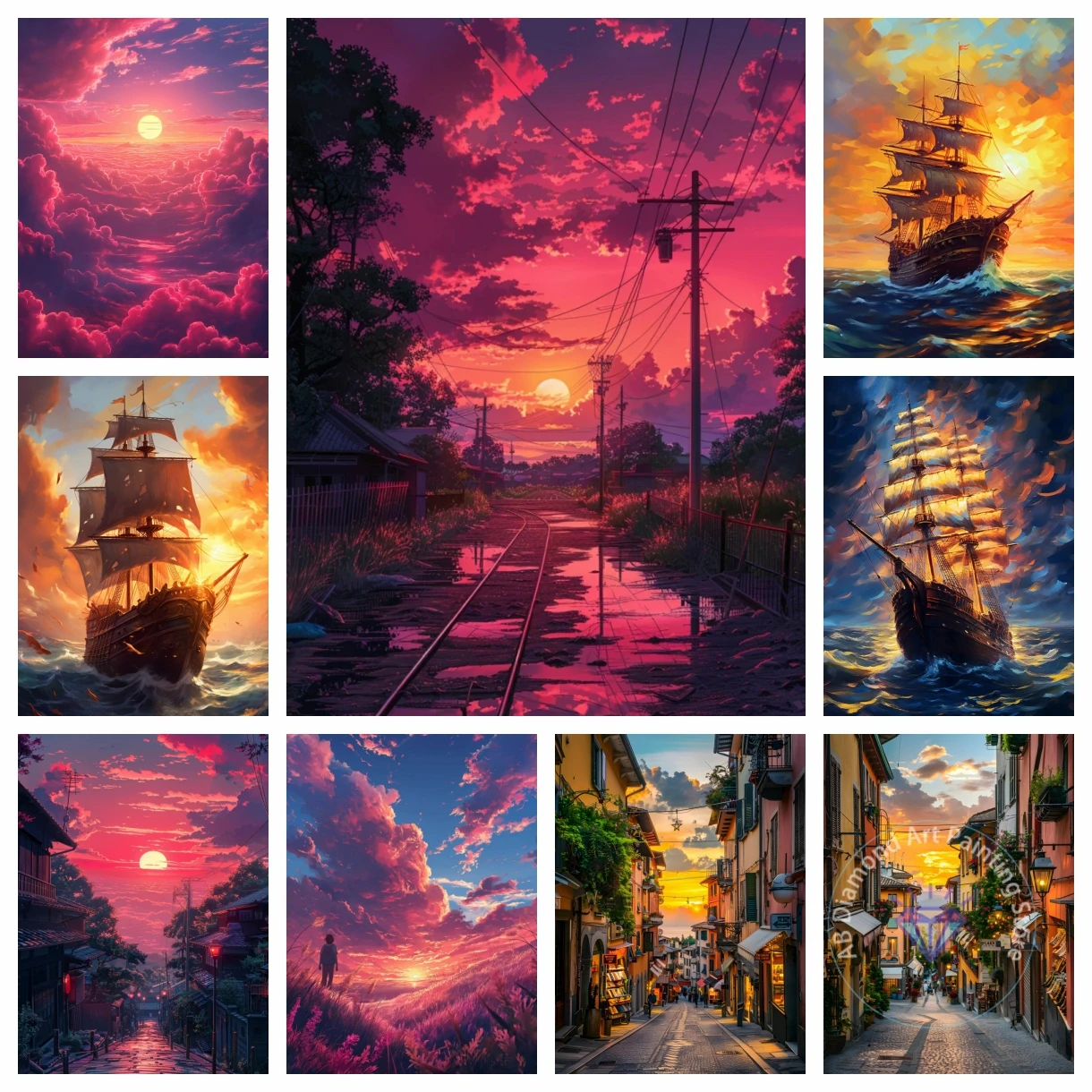 

Sailboat Sunset City Scenery AB Diamond Painting Kit 5D DIY Diamond Embroidery Cross Stitch Handmade Art Gift Home Decor