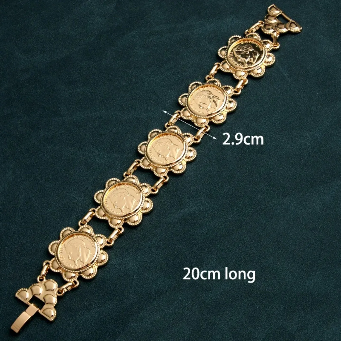 Arabic Trendy Gold Plated Coin Chain Bracelets for Women Muslim Turkish Bridal Jewelry Lucky Totem Charm Bracelet