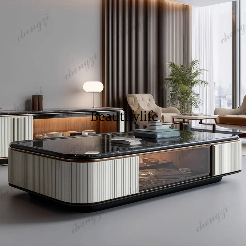 

Multifunktionaler Vintage-Couchtisch, rustikaler kleiner Couchtisch aus Holz in der Mitte mit Stauraum aus Glas, Meuble,