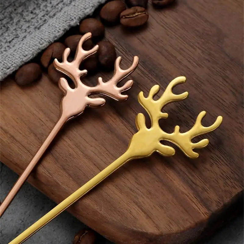 Stainless Steel Tea Spoons Elk Head Soup Spoon Stainless Steel Soup Spoon Home Eating Rice Kitchen Utensil Kitchen Cutlery